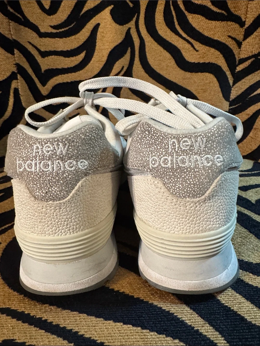 New Balance Off-White Suede & Mesh Sneakers